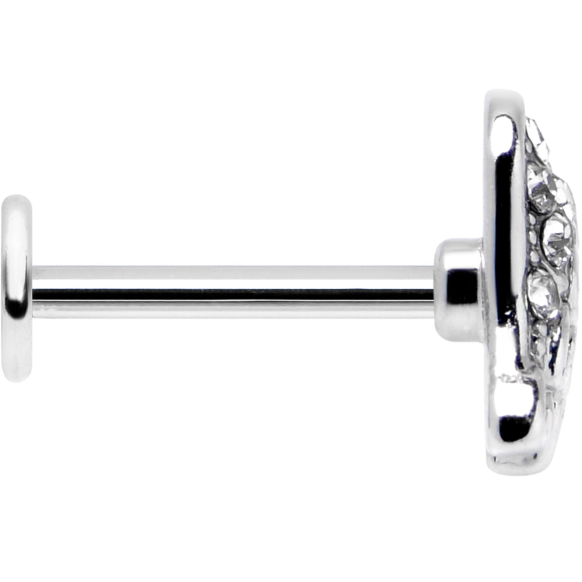 16G 5/16 Clear Gem Heavenly Heart Angel Wing Black Labret Tragus