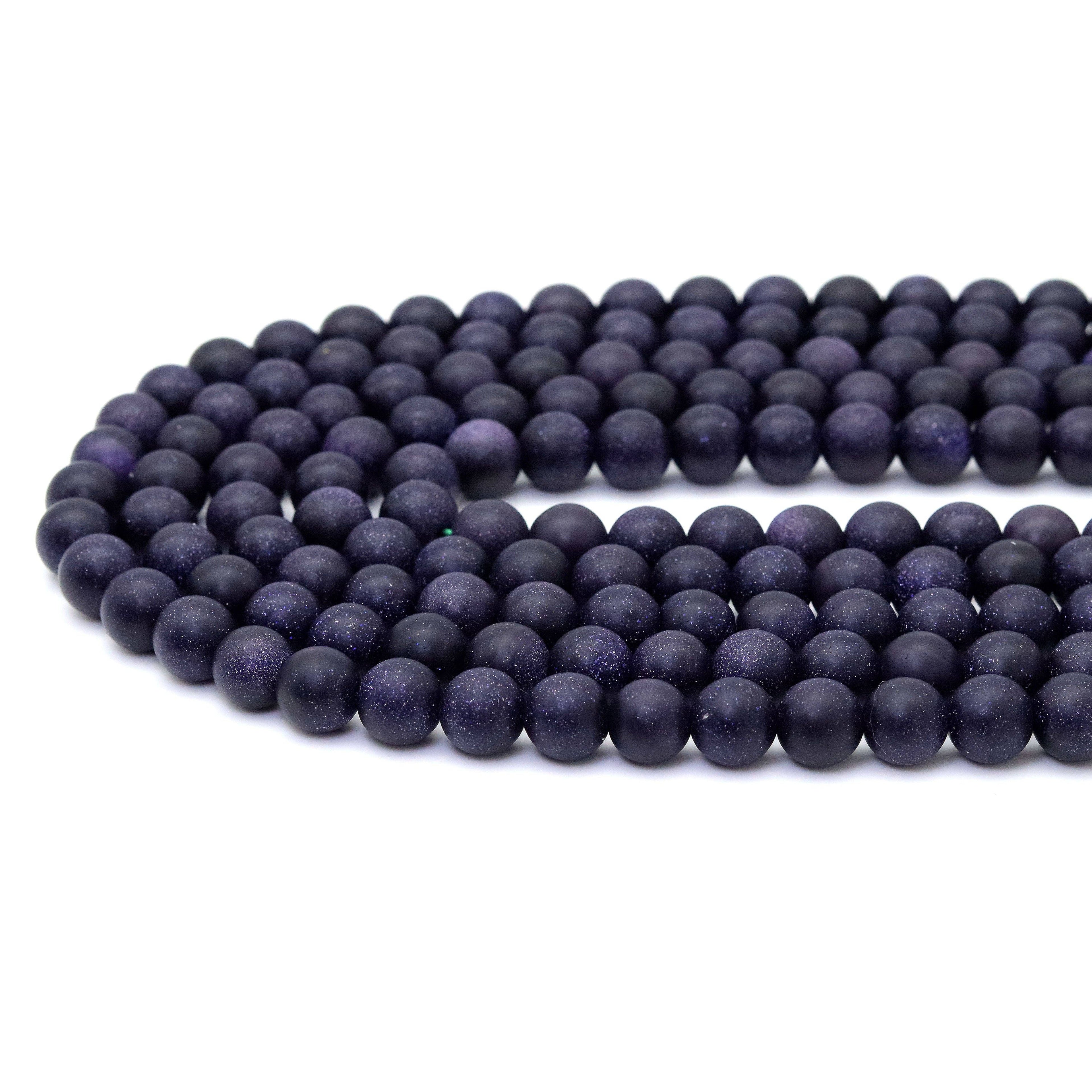 Matt Blue Goldstone Round Smooth Beads, Sku#U1786