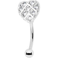 16G 5/16 Clear Gem Lattice Heart Curved Eyebrow Ring