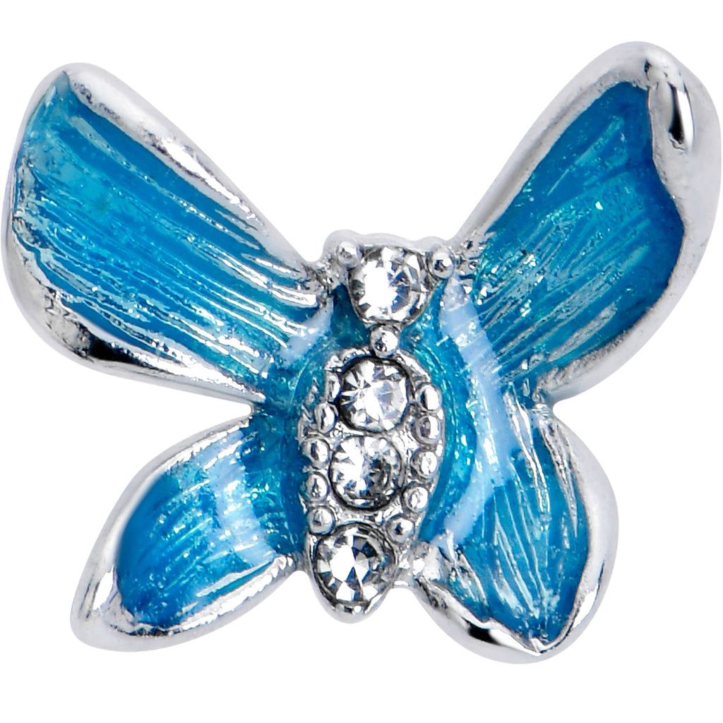 16G 5/16 Clear Gem Chunky Butterfly Blue Labret Monroe Tragus