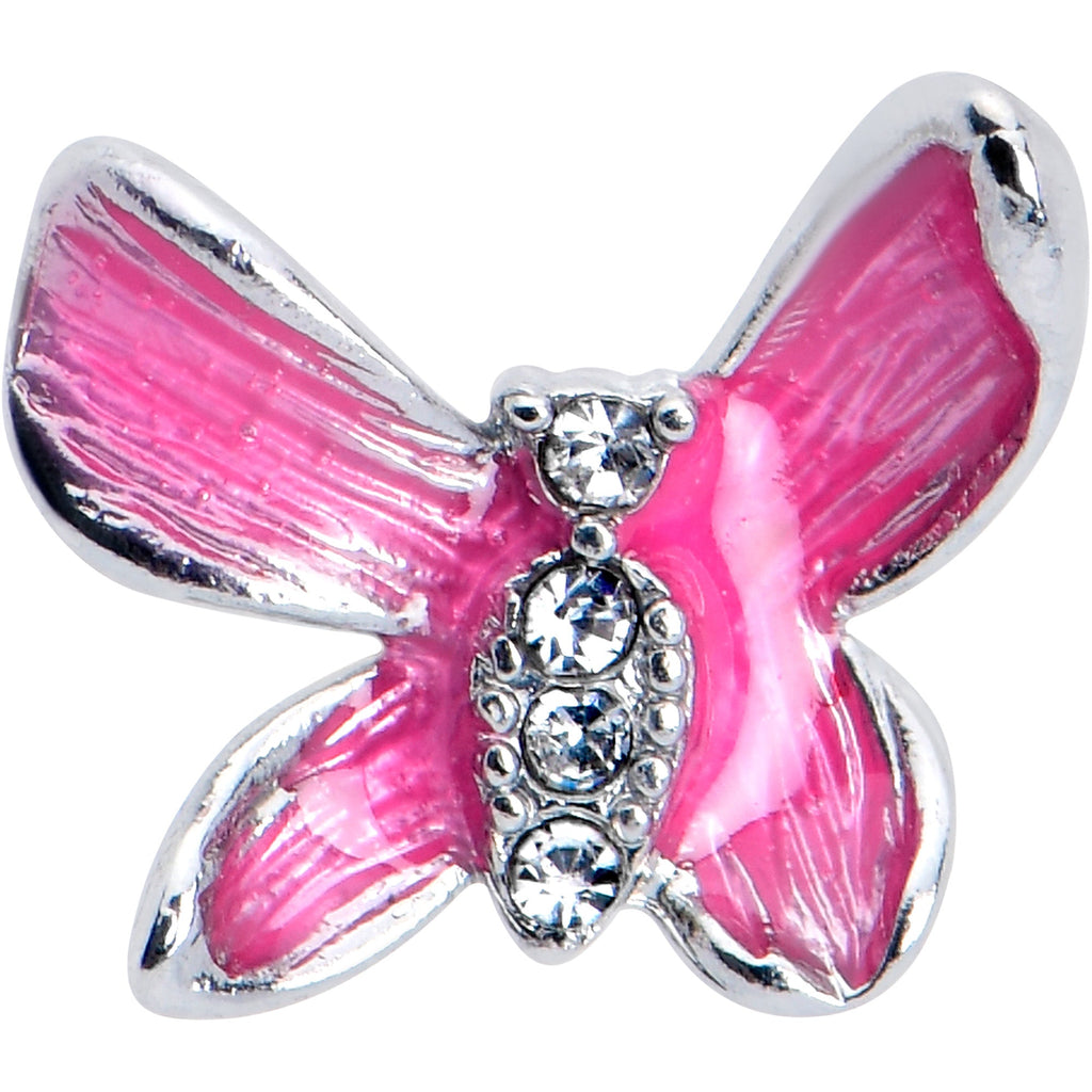 16G 5/16 Clear Gem Chunky Butterfly Pink Labret Monroe Tragus