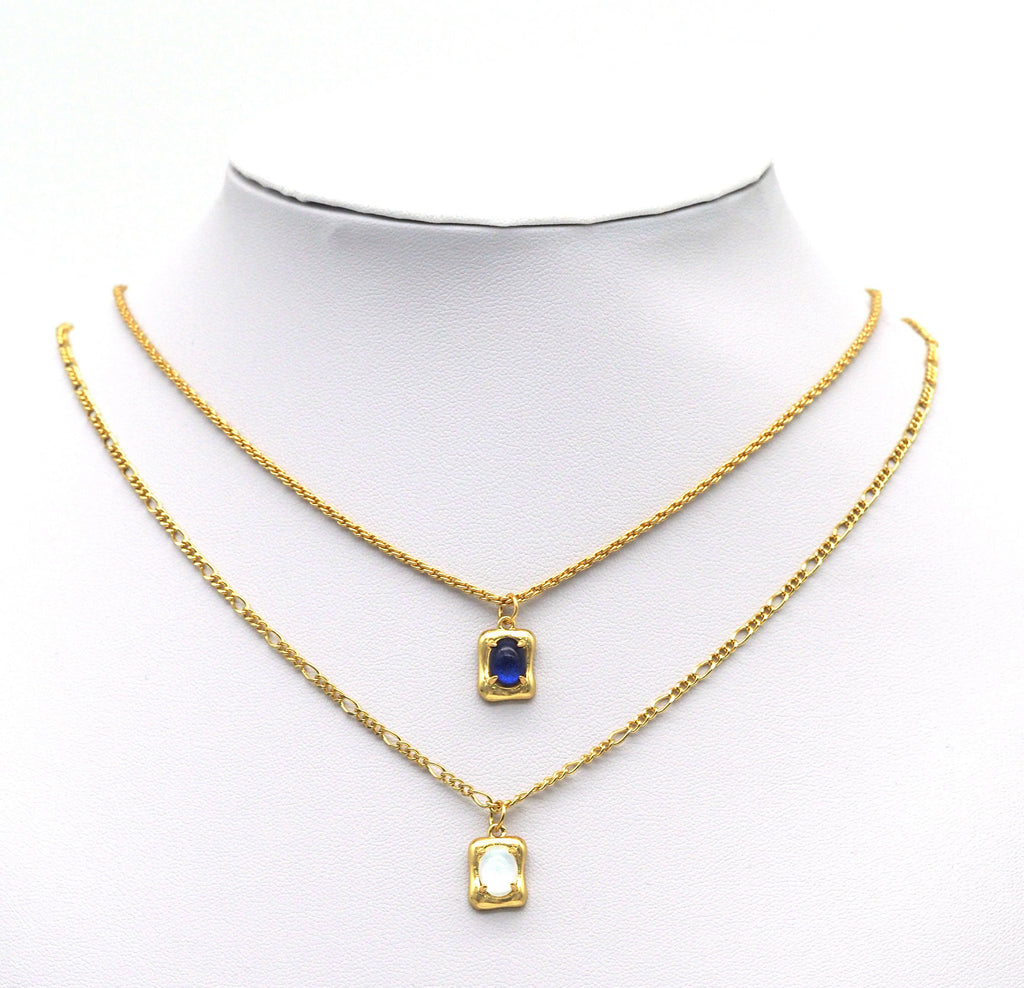 Gold Colorful Oval Crystal On Rectangle Charm, Sku#Y707