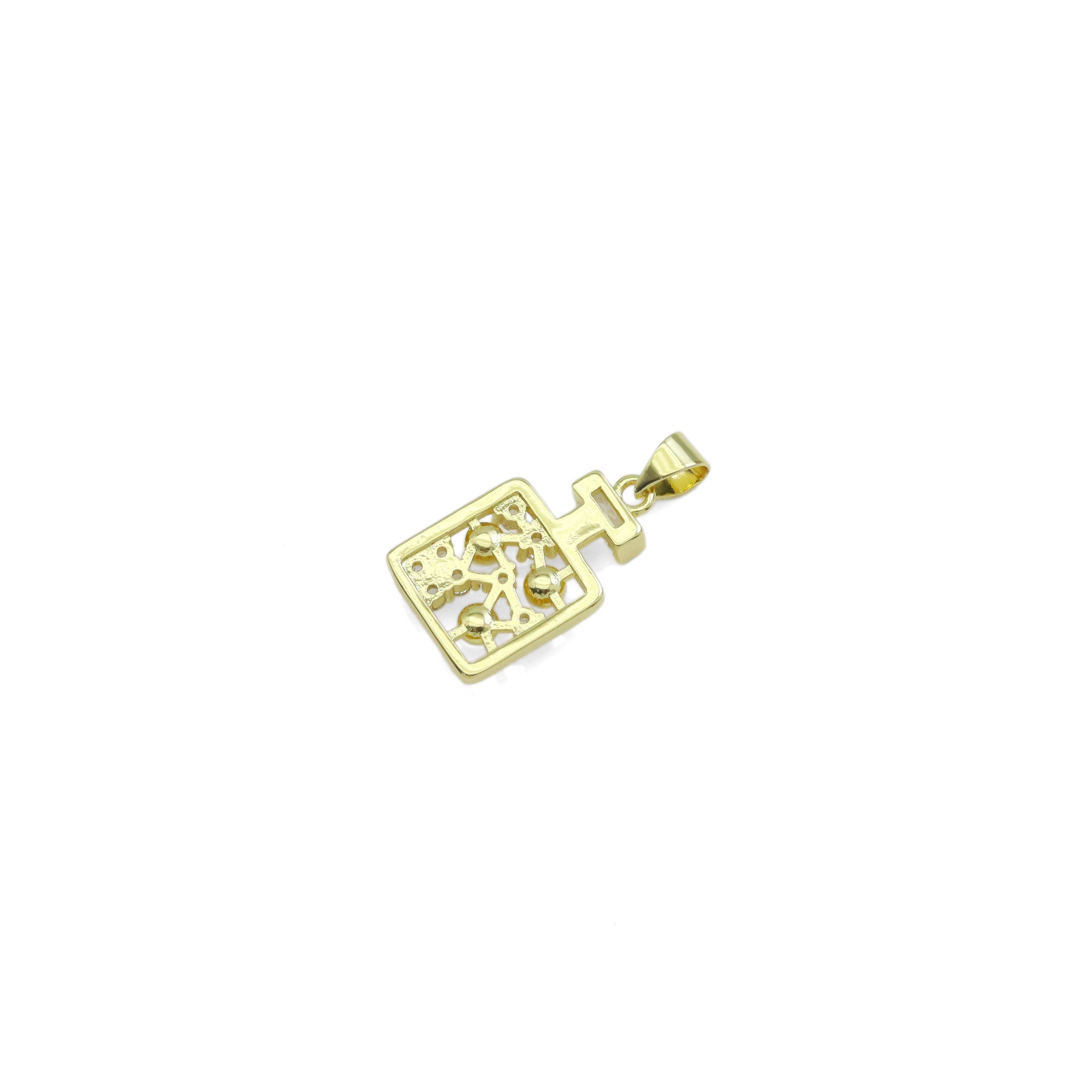 CZ  White Pearl On Square TAG Charm, Sku#LK924