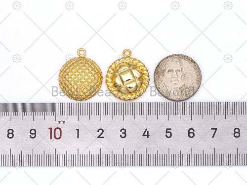 Dainty Gold Round Coin Shape Pendant,  18K Gold Filled Charm, Necklace Bracelet Charm Pendant, 24x20mm,Sku#Y518