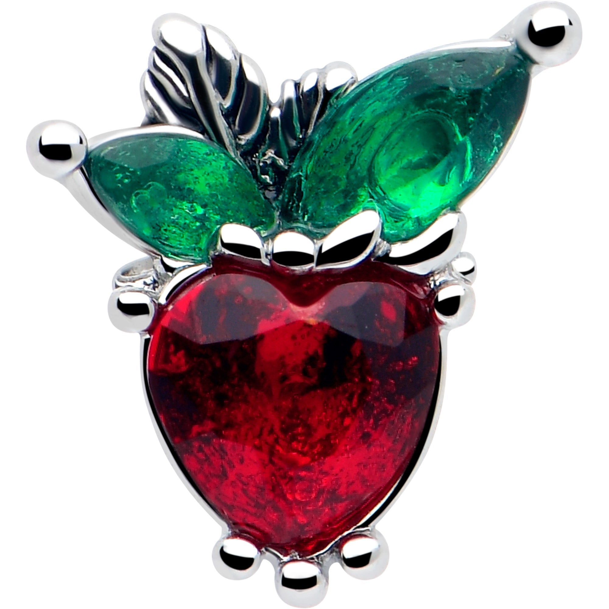 16G 5/16 Red Green Gem Strawberry Heart Labret Monroe Tragus