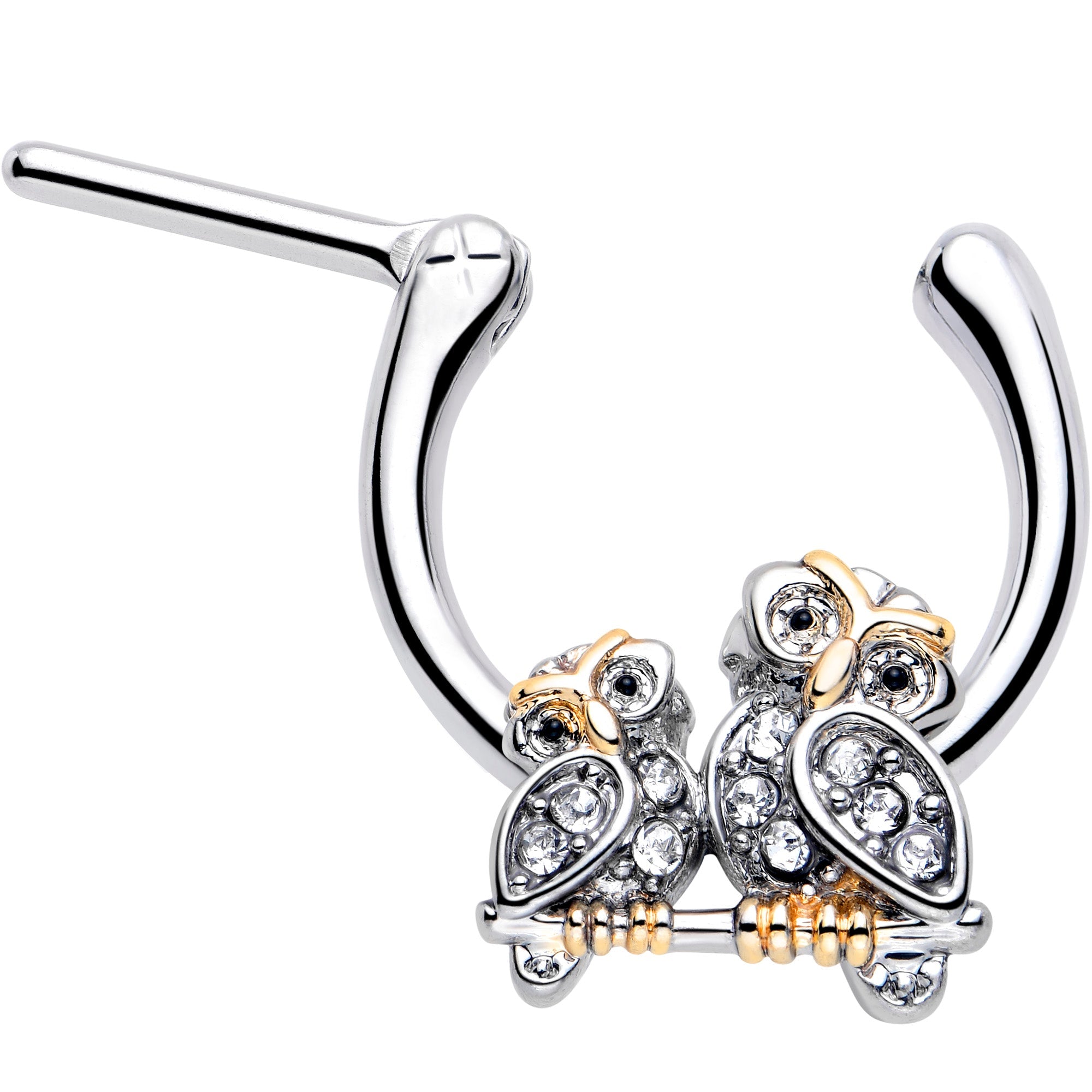 16G 5/16 Clear Gem Evening Owls Cartilage Clicker