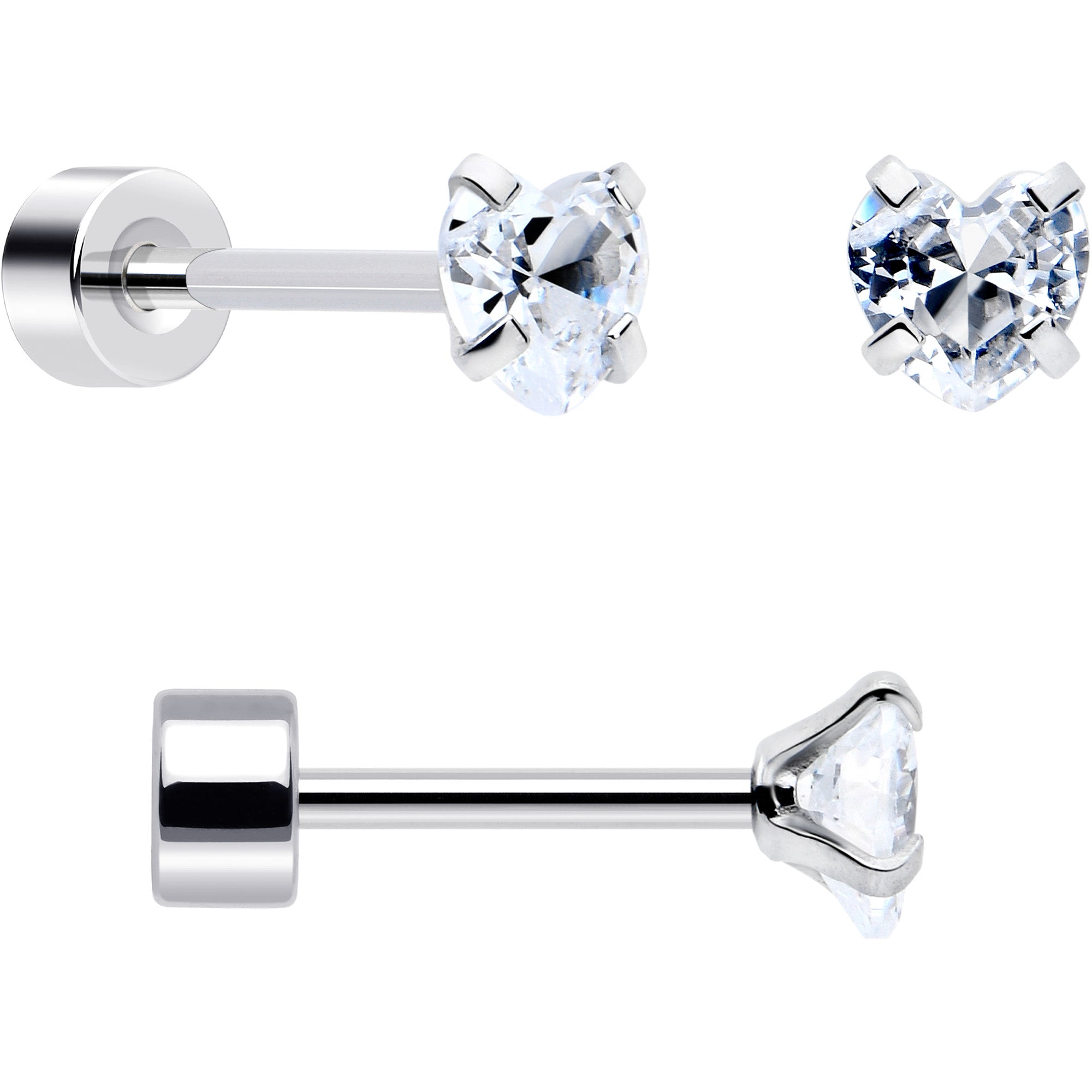20G Clear Gem White Orb Butterfly Flatback Earring Set of 6