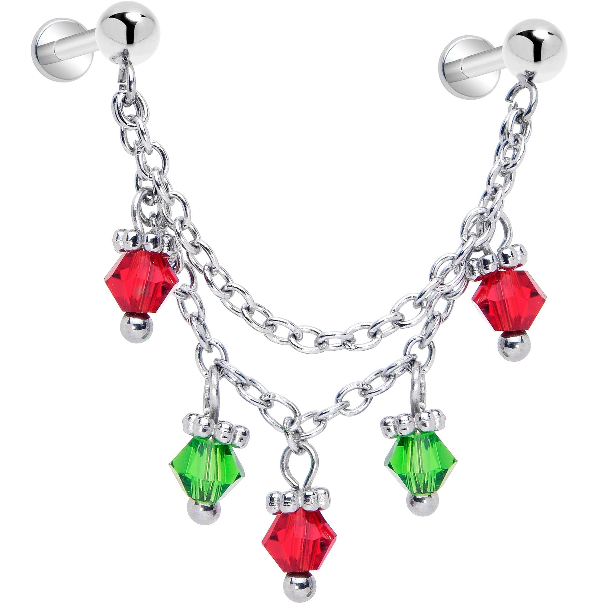 Christmas Flat Back Earrings - Holiday Lights Double Earrings