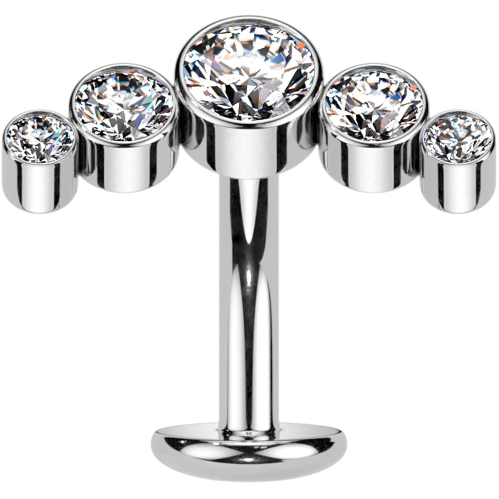 Cubic Zirconia Gem Titanium Curve Threadless Floating Belly Ring