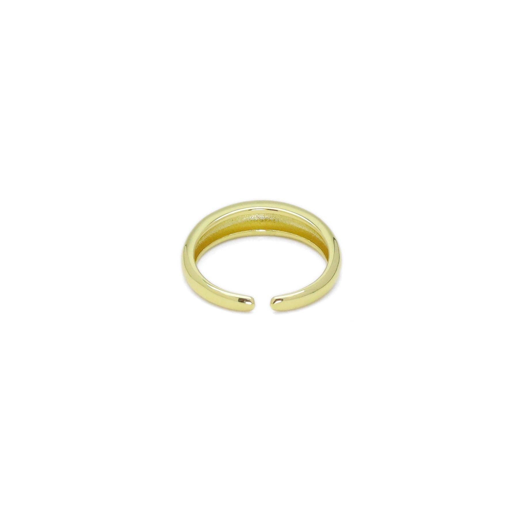 Gold Silver Dome Adjustable Ring, Sku#A159