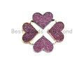 Fuchsia CZ Micro Pave Big Heart Connector for Bracelet/Necklace, Heart Connector, Spacer Connector, 16x21mm,sku#E446