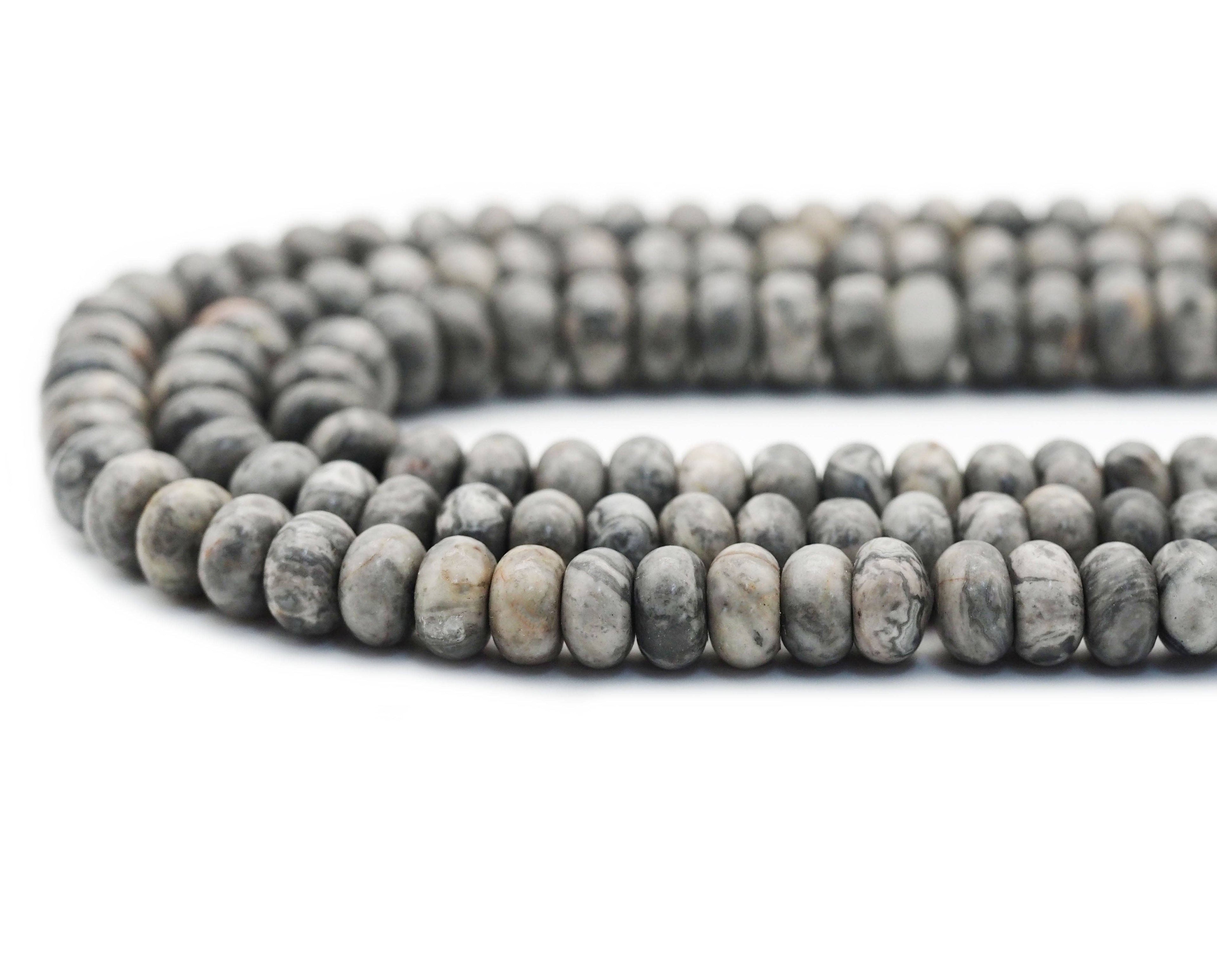 Genuine Map Jasper Rondelle Smooth Beads, 5x8mm, Sku#U1418