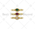Colorful CZ Micro Pave Oval Shape Cinnector,18K Gold Filled Link, Necklace Bracelet Charm, 26x7mm,Sku#LK409