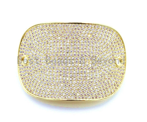 CZ Micro Pave 39x27mm Big Curve Oval Two Hole Bracelet Connector, Cubic Zirconia Connector/Link,sku#E88