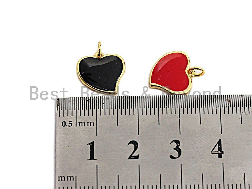 Enamel Colorful Peach Heart Pendant,CZ Micro Pave Oil Drop pendant,Enamel pendant,Enamel Jewelry,12mm,sku#Z648