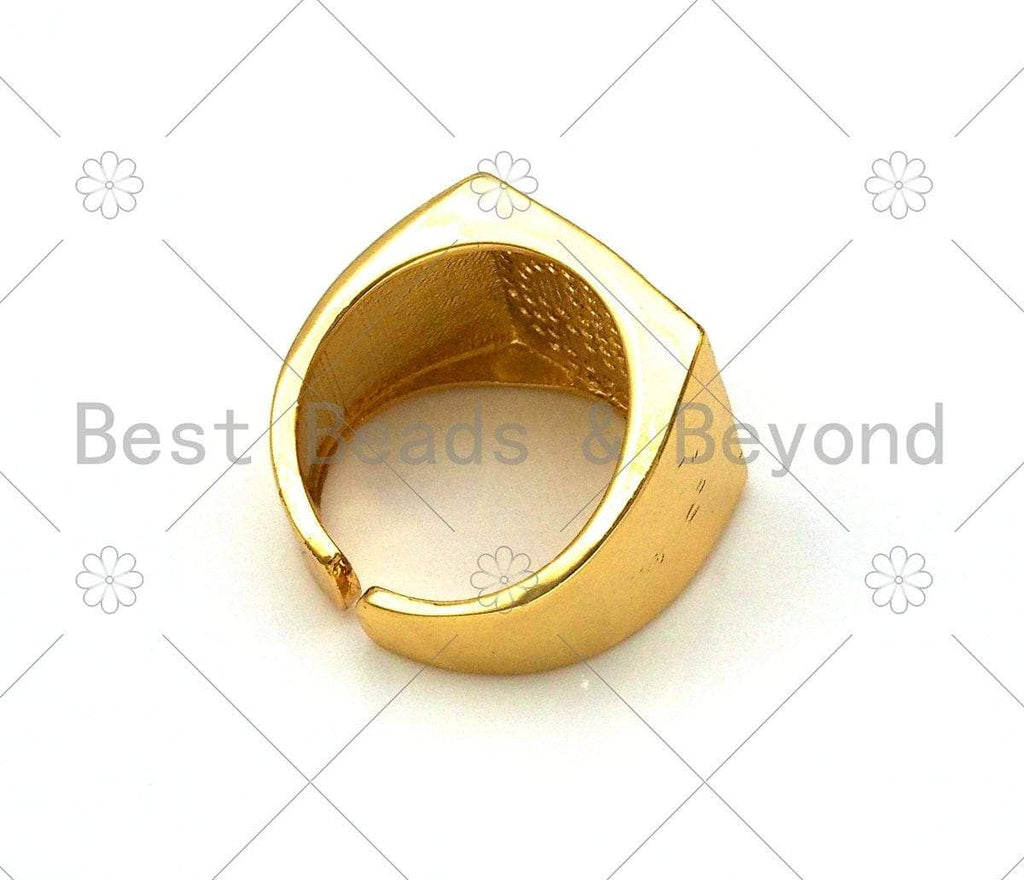Colorful Enamel CZ Smiley Face Adjustable Ring, Sku#O65