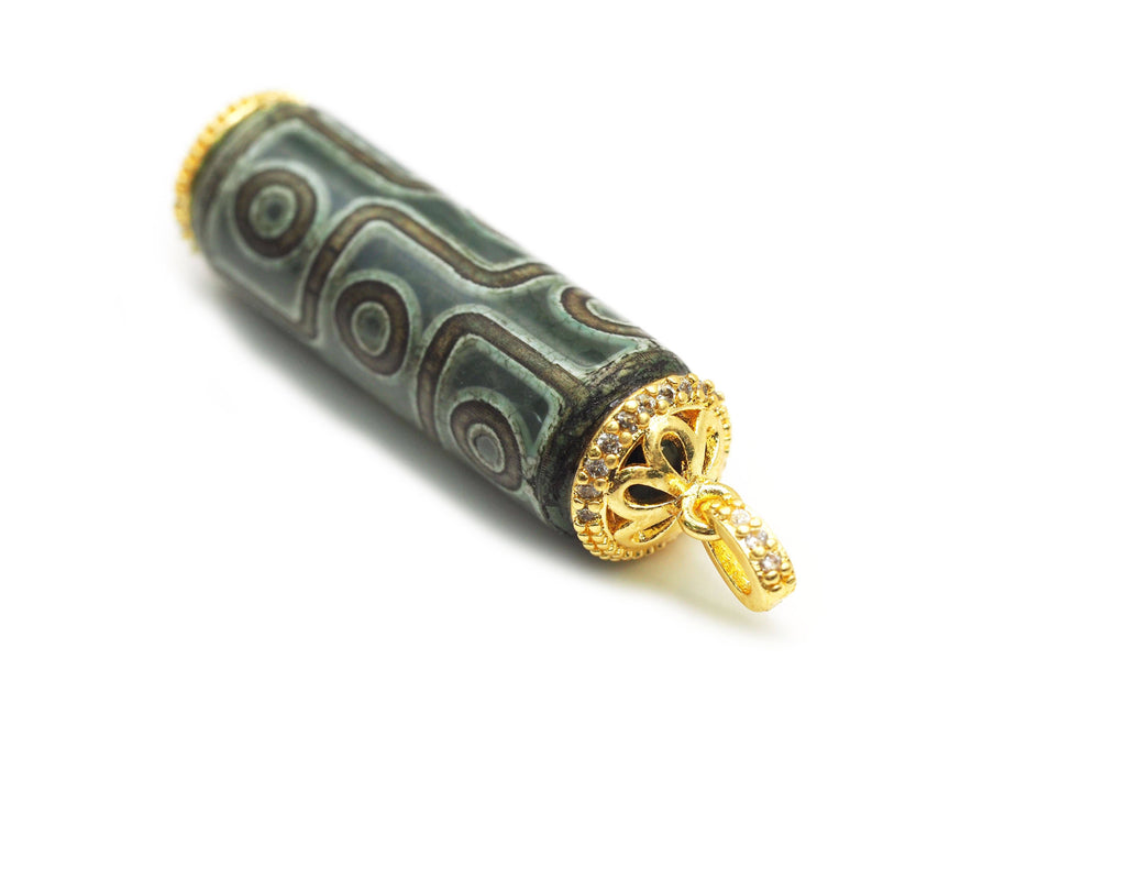 CZ Tibetan Agate Pendant, Sku#EF120
