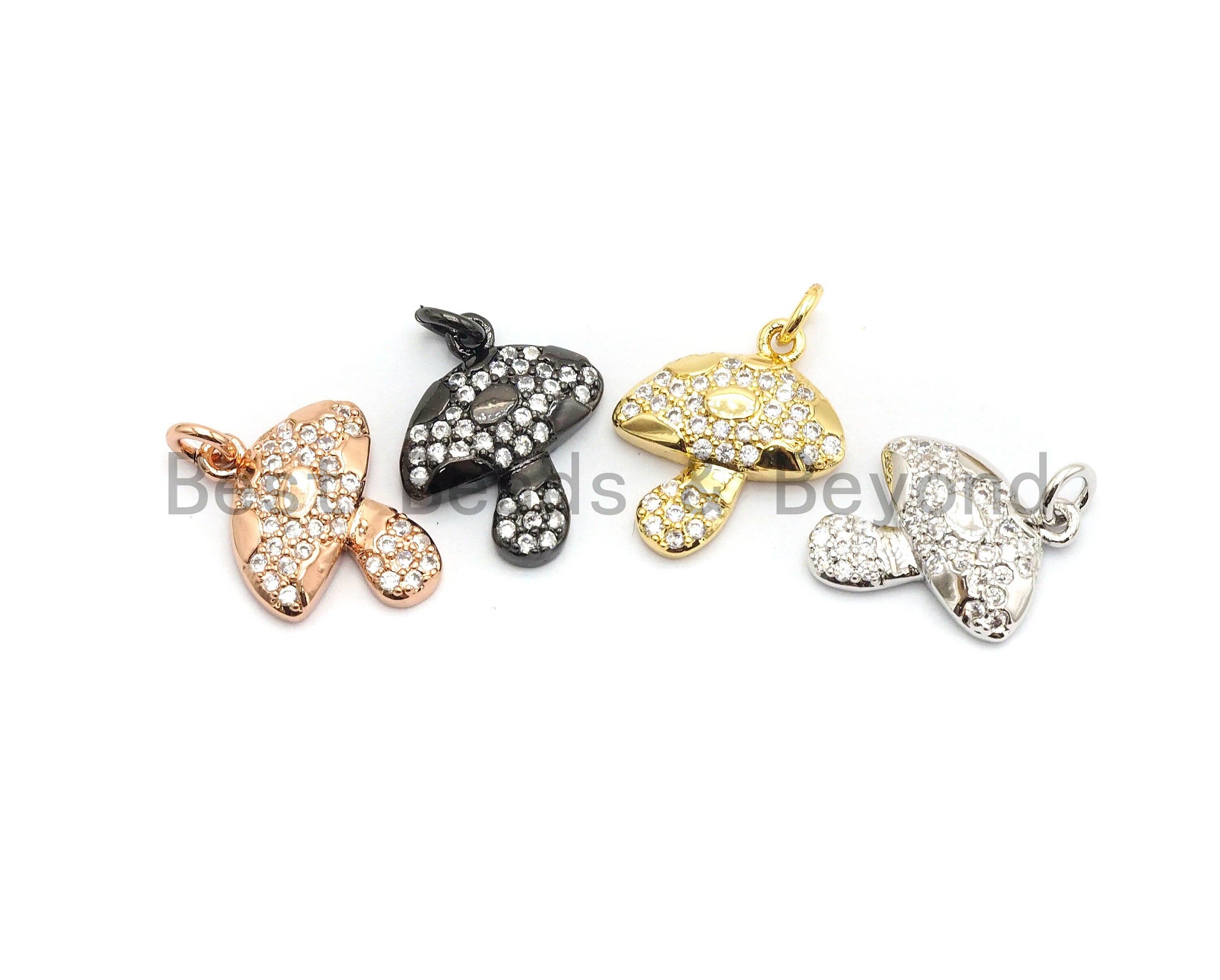 CZ Micro Pave Mushroom Charm Pendant, Cubic Zirconia Pendant,SKU#Y182