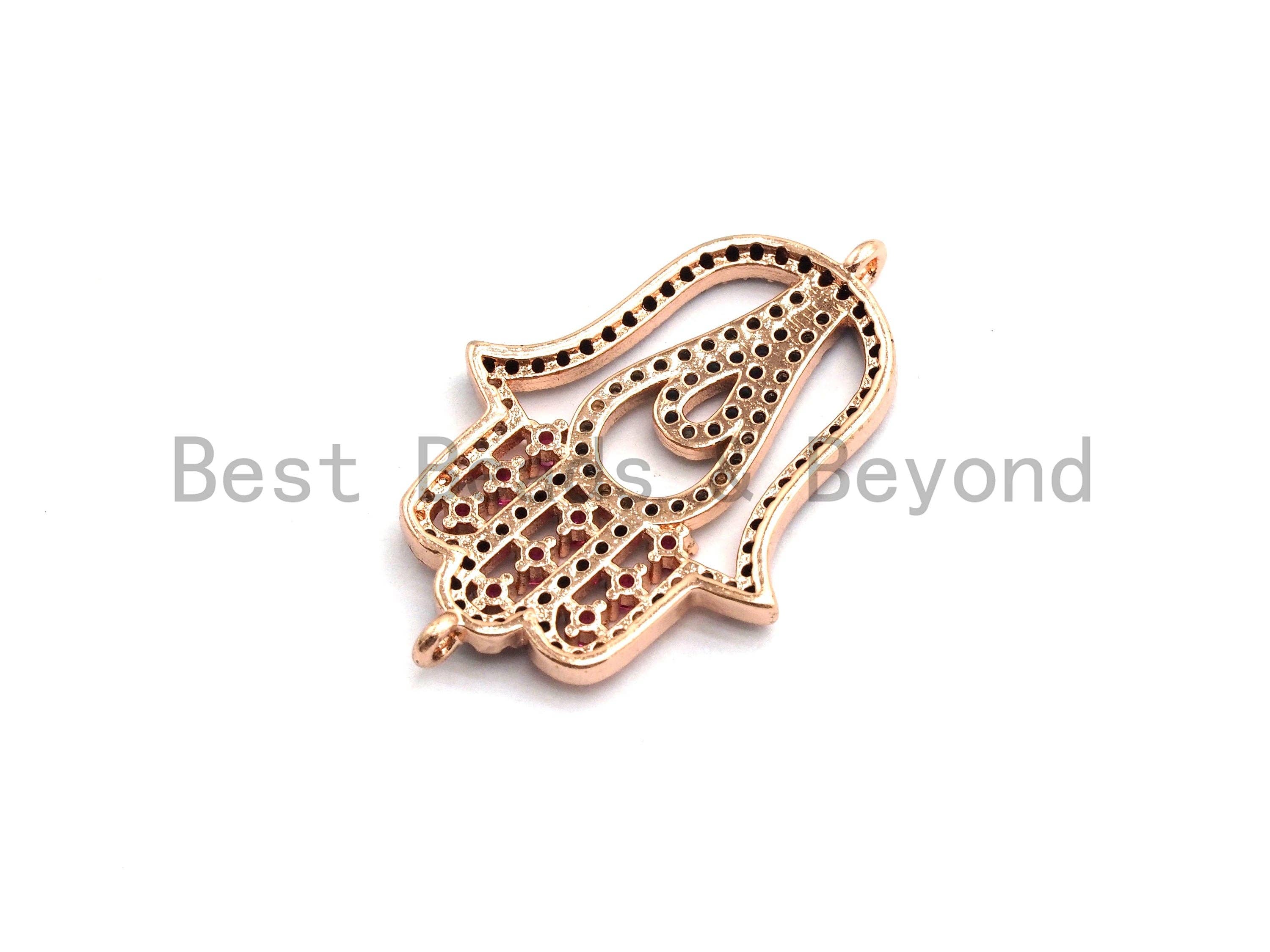 Colorful CZ Micro Pave Hamsa Hand Connector for Bracelet/Necklace, Hamsa Hand Connector, Spacer Connector, 20x30mm,sku#E444