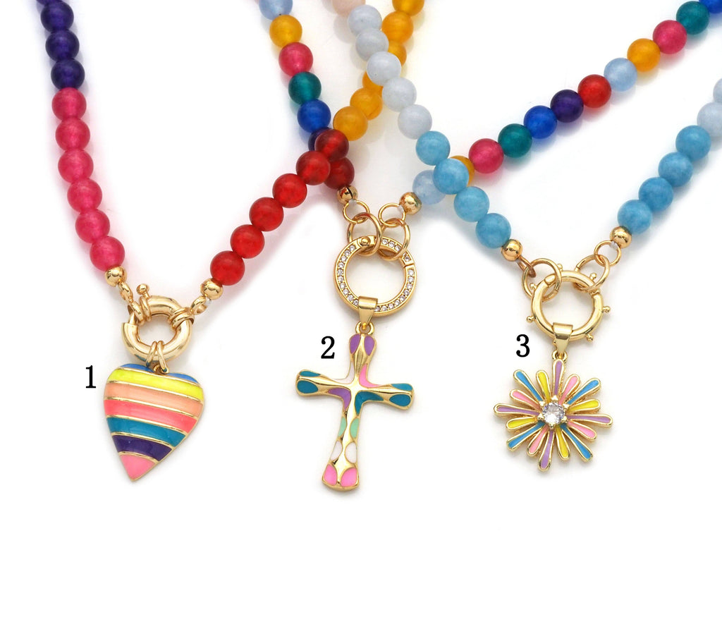Rainbow Semi-precious Gemstone Necklace,Sku#EF204