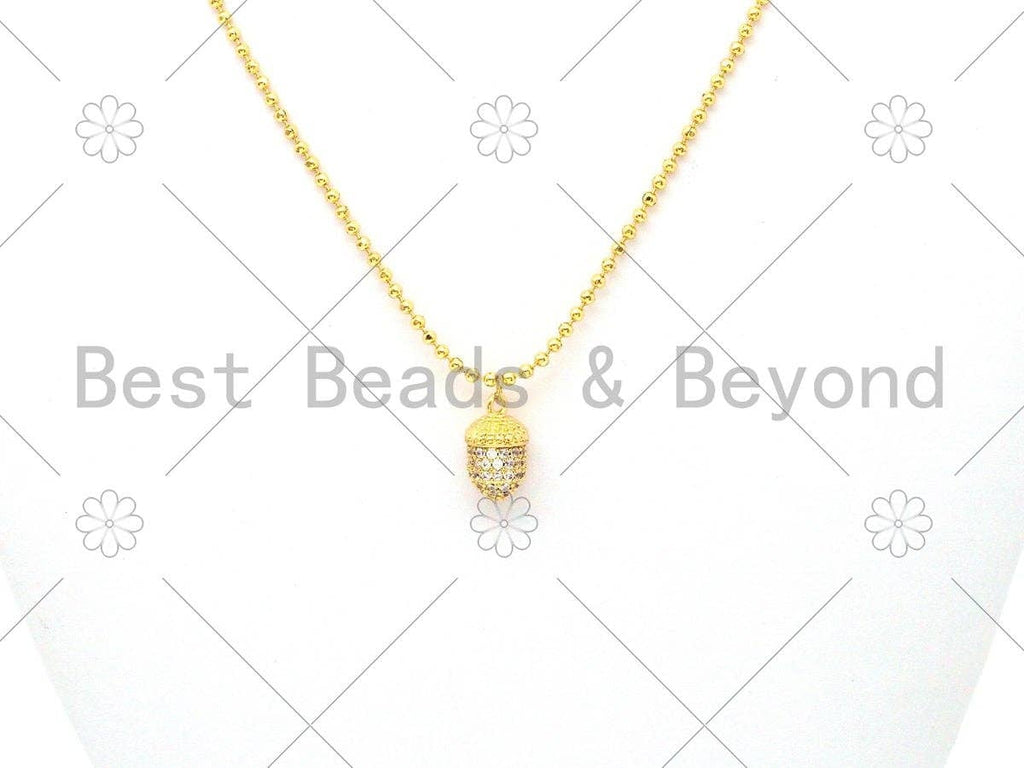 CZ Micro Pave Pine Cone Shape Pendant/Charm, 18K Gold Filled Pine Cone Charm, Necklace Bracelet Charm Pendant, 16x9mm,Sku#Y485