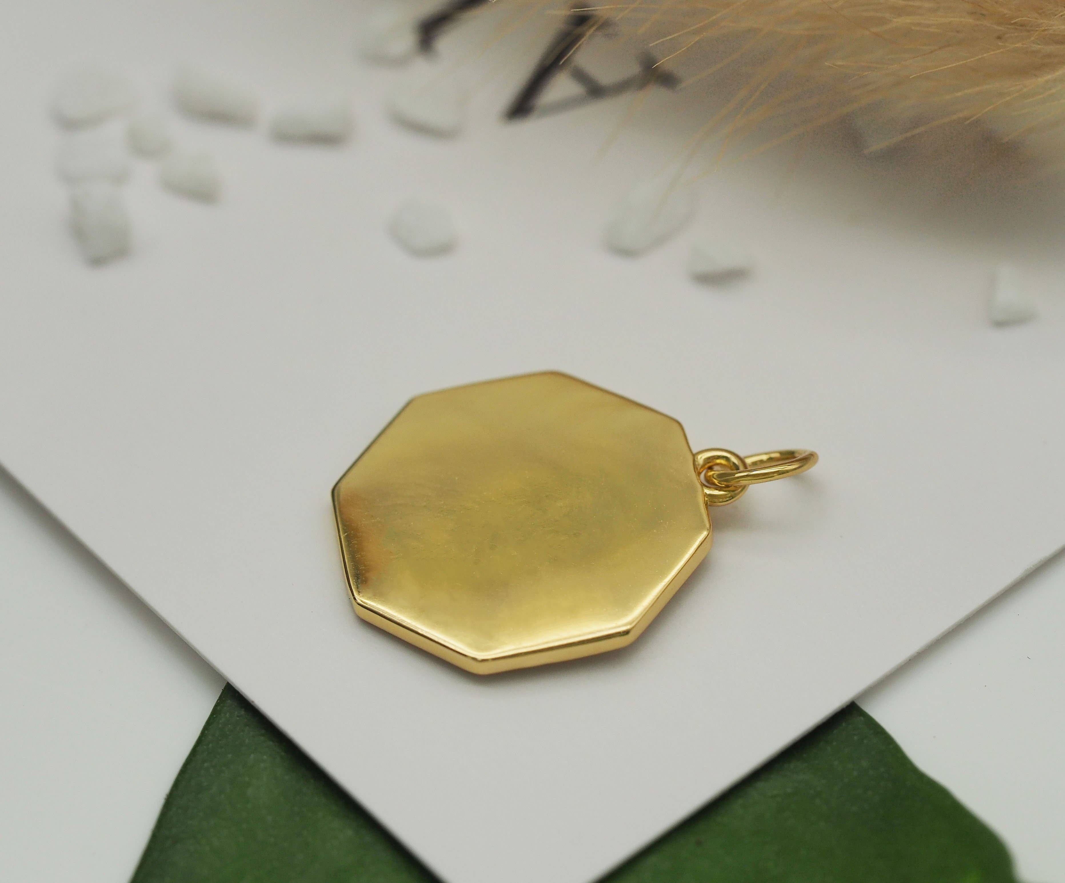 Gold Scorpion On Octagon Shape Charm, Sku#Y677