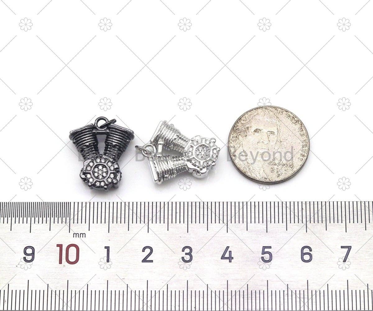 CZ Micro Pave Hand Grip Shape Pendant, Silver/Gold/Black Grip Strength Device Charm, Necklace Bracelet Charm Pendant, Sku#Y547
