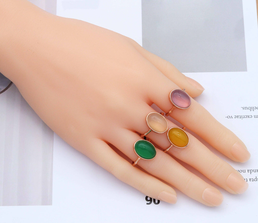 Oval Jade Adjustable Ring, Sku#LX55