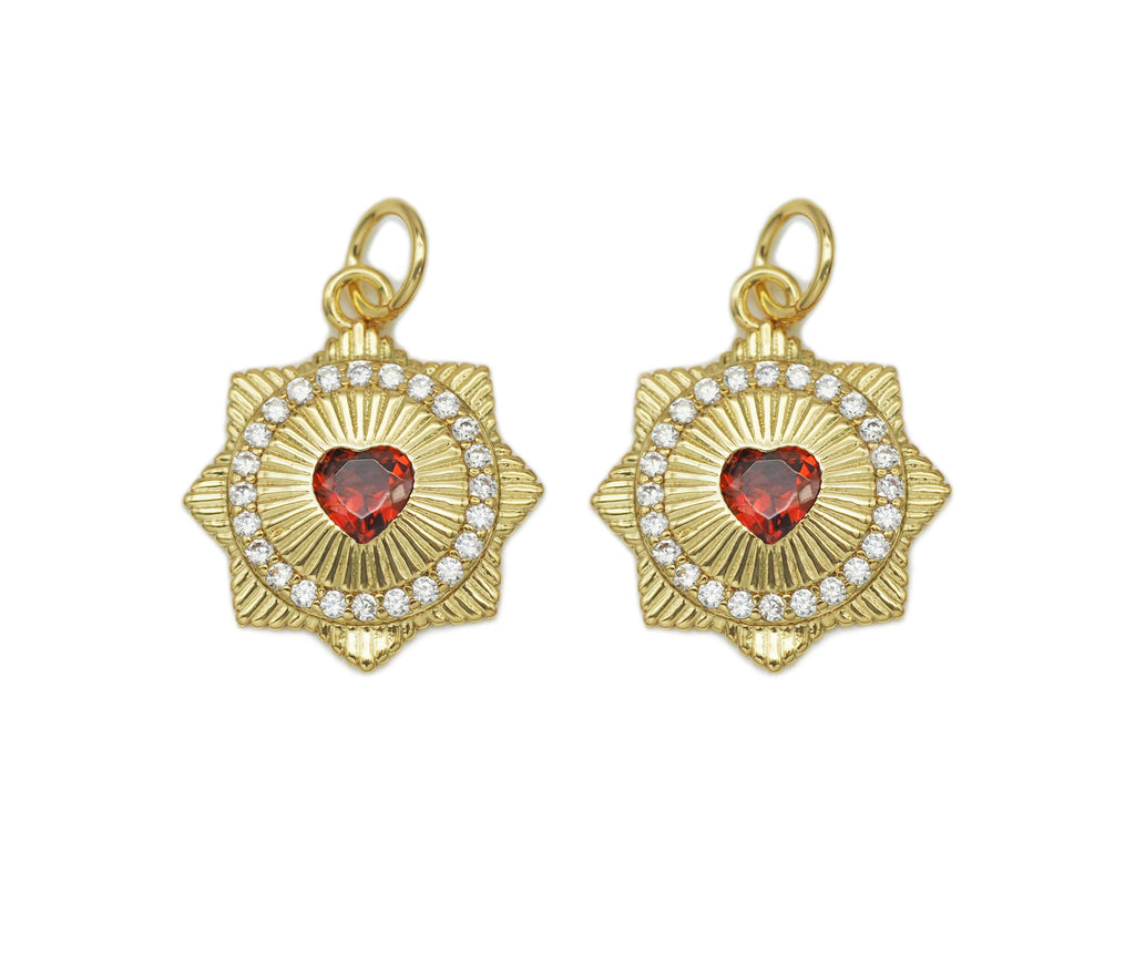 CZ Heart On North Star Charm, Sku#Y654