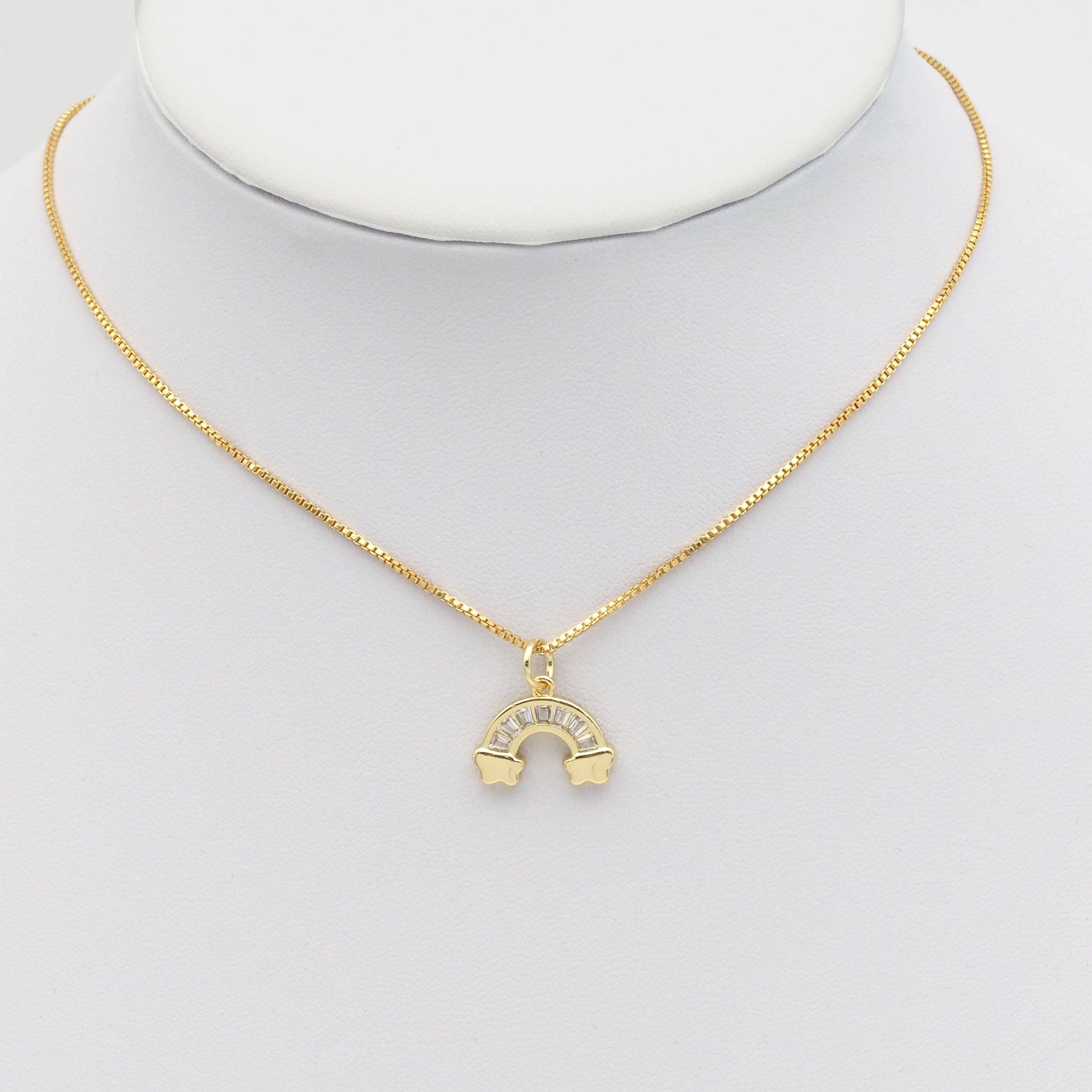 Clear CZ Gold Rainbow Shape Charm, Sku#LX222