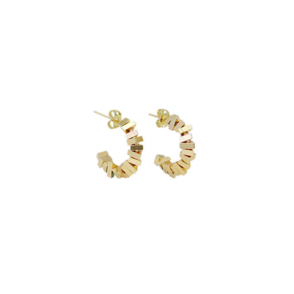 CZ Gold Triangle Hoop Earrings, Sku#ZX169