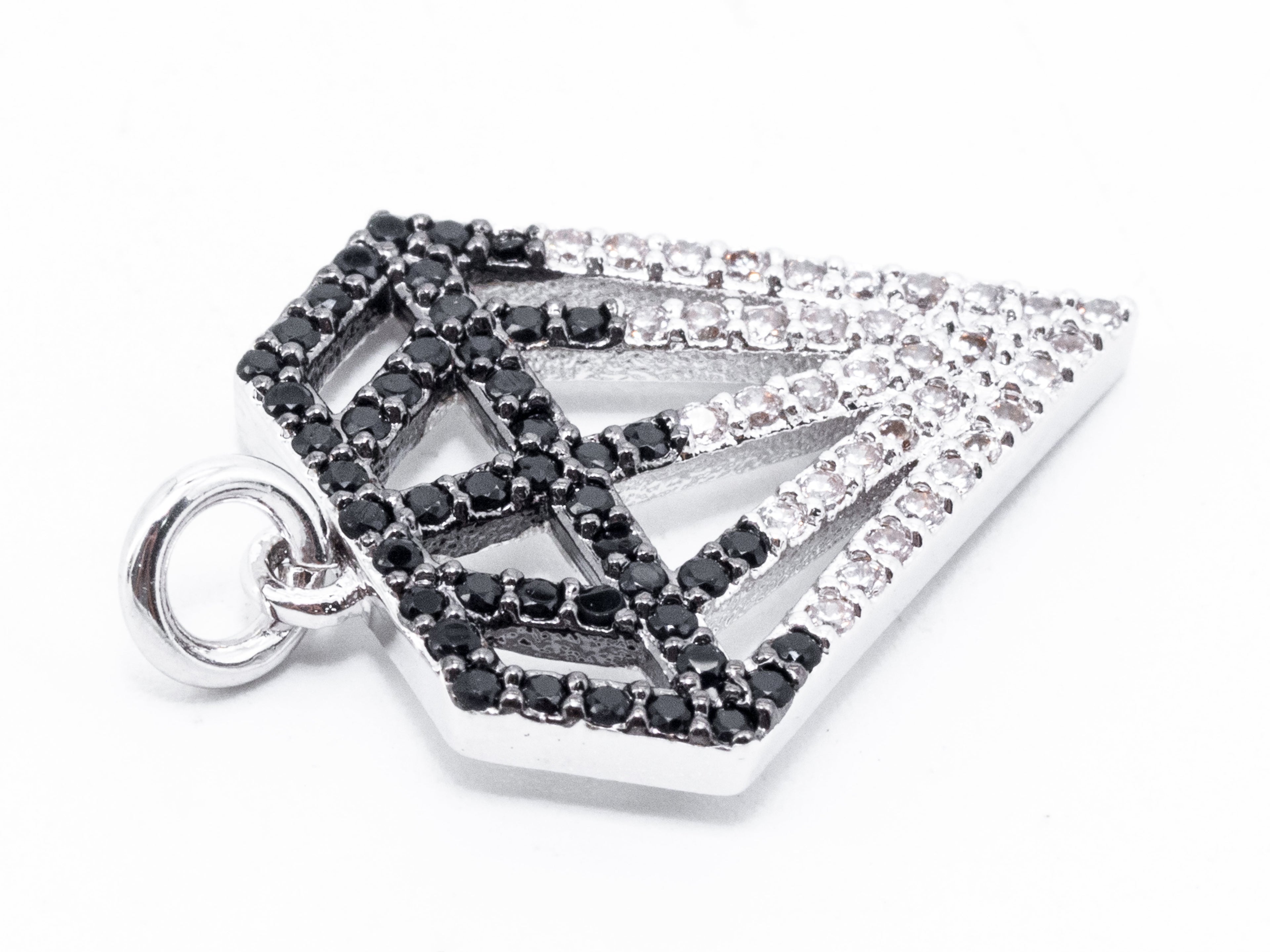 1PC/2PCS CZ Black White Dual Color Micro Pave Diamond Pendant/Charm, Cubic Zirconia CZ Micro Pave Pendant Charm, 17x22mm, sku#F345C