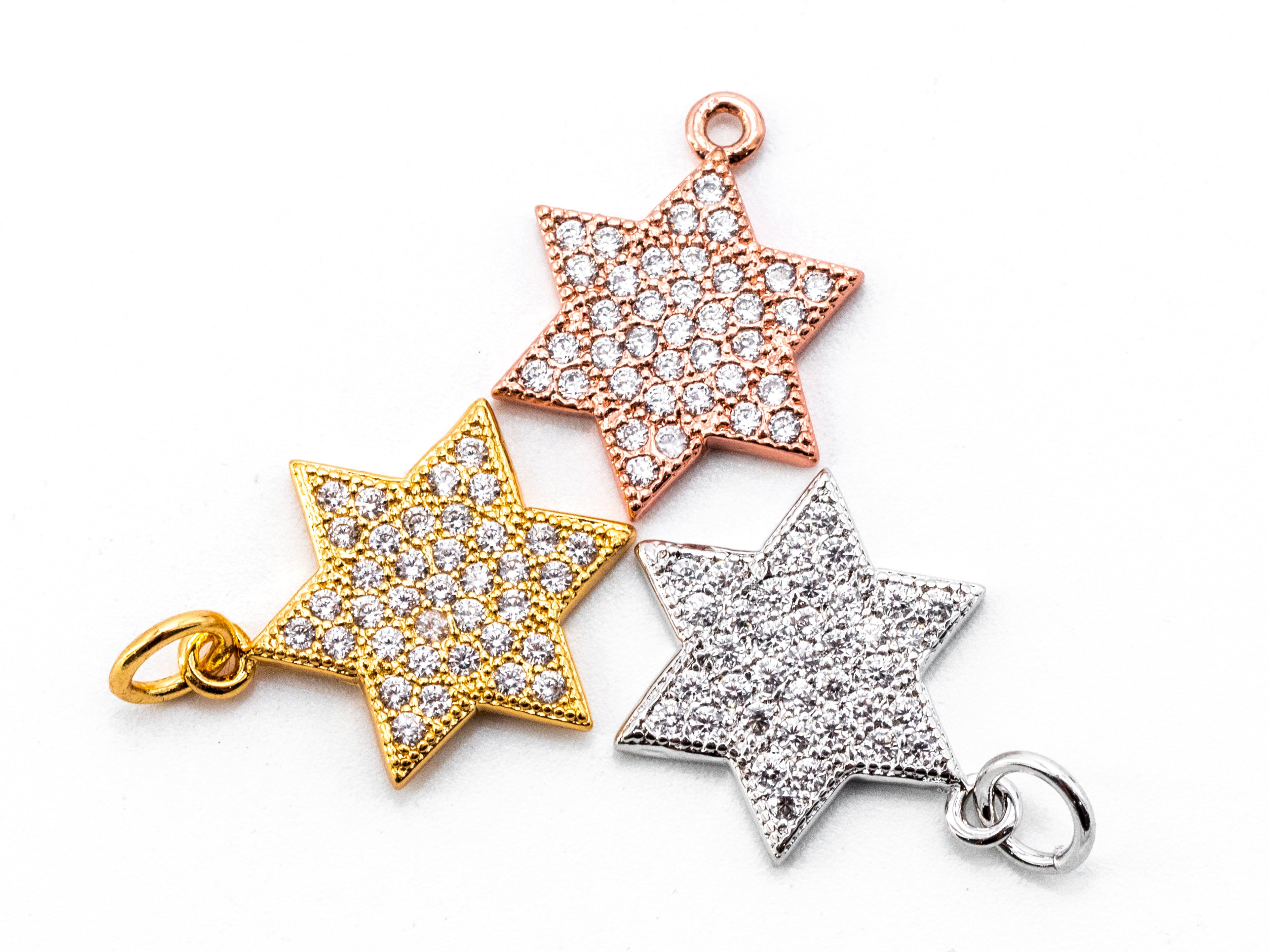 CZ Micro Pave Hexagram Pendant/Charm, Bracelet Necklace Cubic Zirconia Pendant Charm, 13x18mm,sku#Y15