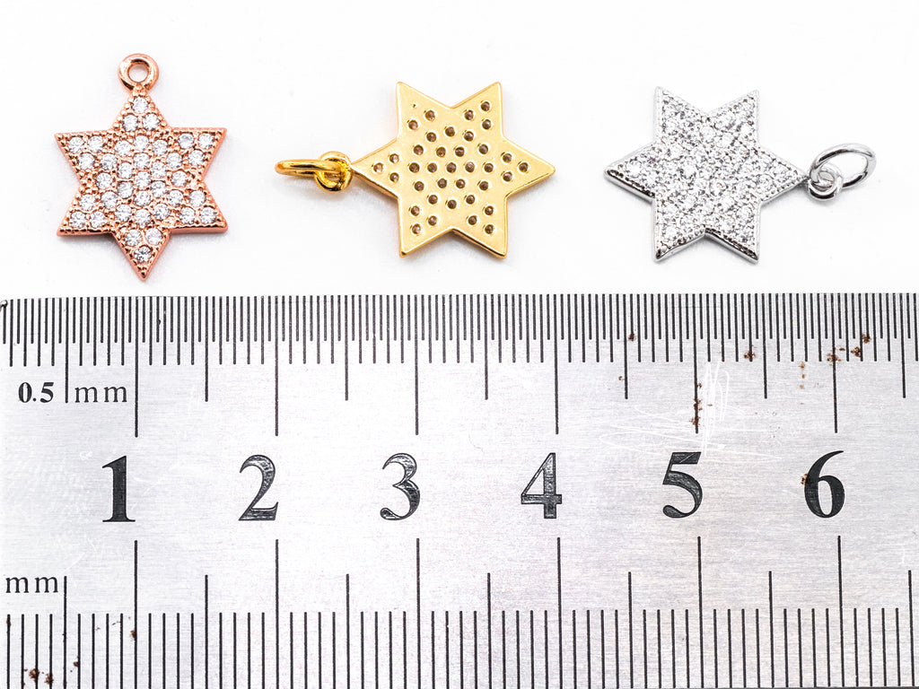 CZ Micro Pave Hexagram Pendant/Charm, Bracelet Necklace Cubic Zirconia Pendant Charm, 13x18mm,sku#Y15