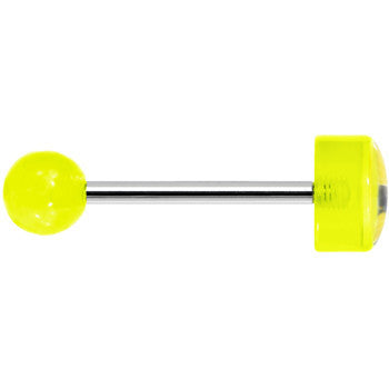14G 5/8 Neon Green Acrylic Smiley Sunglasses Tongue Ring