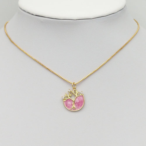 Gold Pink Enamel Tree Shape Charm, Sku#Y805