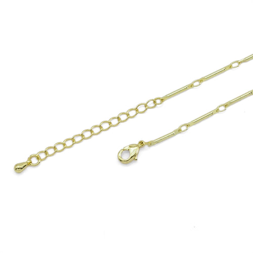 Dainty Bar Chain Teardrop Triangle Dangles Necklace, Sku#EF457