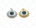Enamel Evil Eye Oval Shape Pendant, Gold/Silver Evil Eye Charm, Necklace Bracelet Charm Pendant,Sku#Z1420