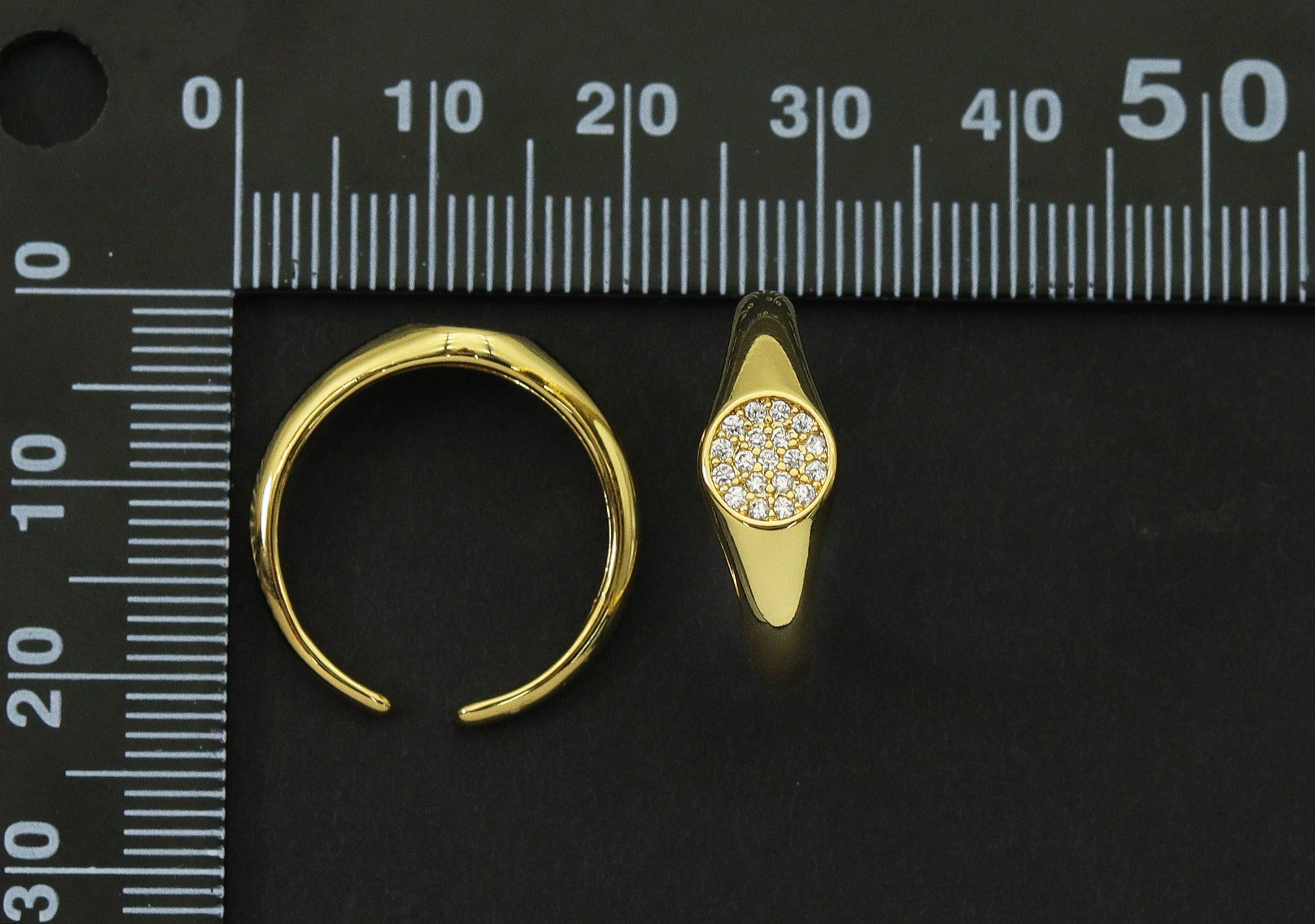 CZ Pave Round Dot Ring, Sku#O91