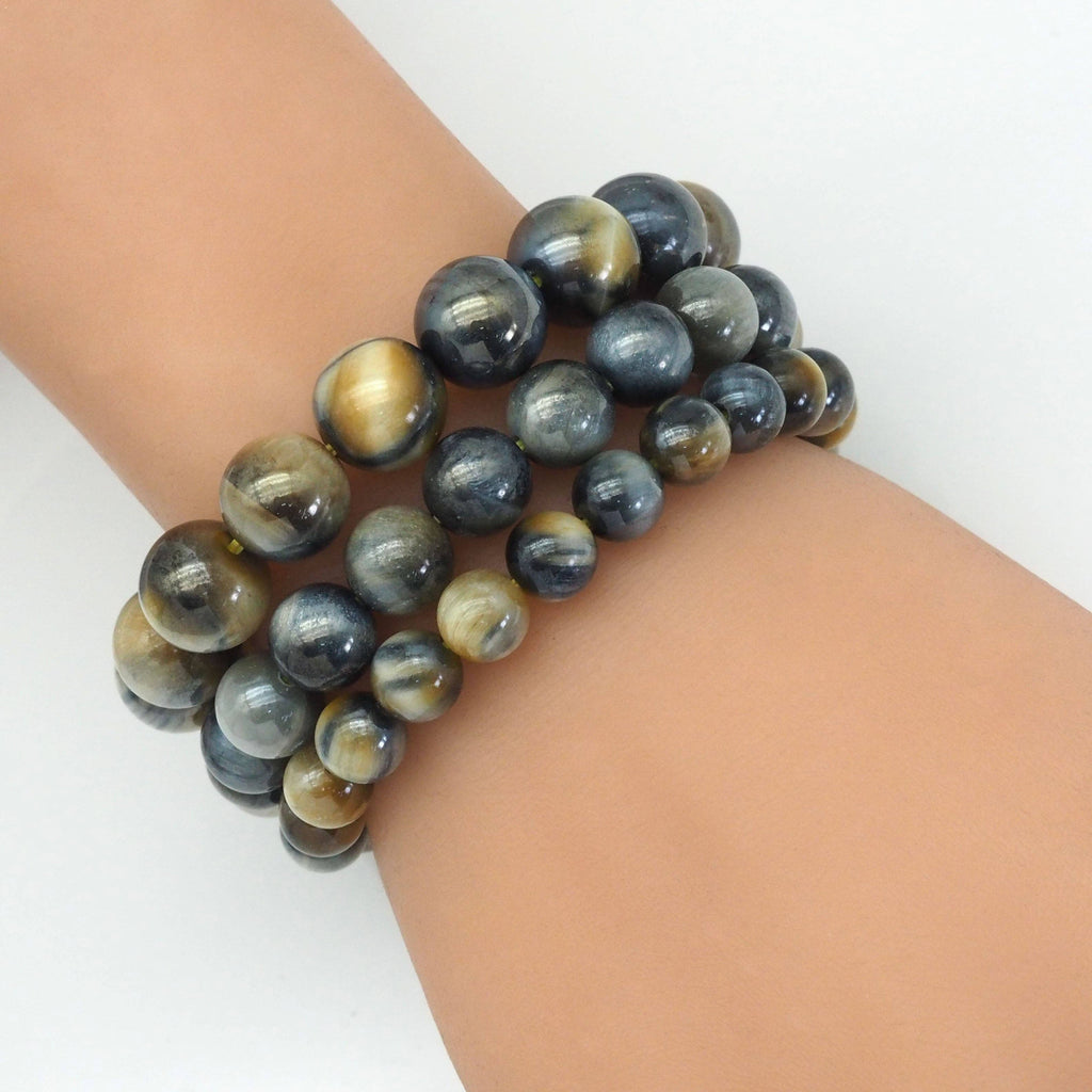 Mystic Golden Blue Tiger Eye Stretchy Bracelet, Sku#EF431