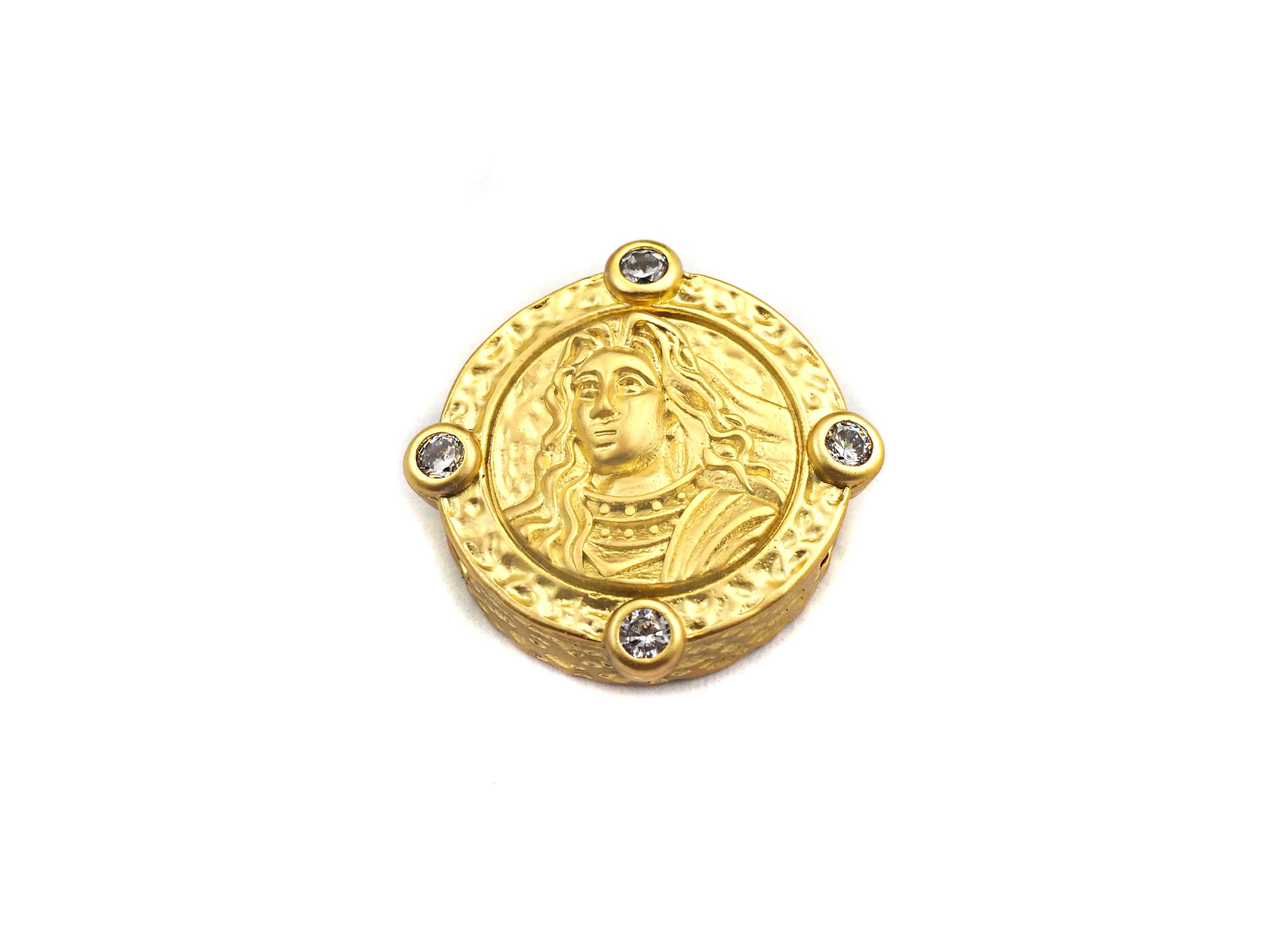 CZ Micro Pave Round Face Spacer Beads, Indian Pattern Cubic Zirconia Beads, Silver/Gold Tone,20x20mm,Sku#Y209