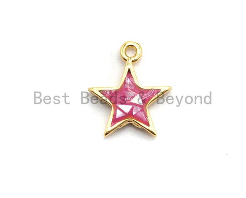 100% Natural Pink Color Five Star Shell Pendant, Pink Star Charm, Pink Shell Beads, Necklace/Bracelets Charms, 11x13mm,SKU#Z339