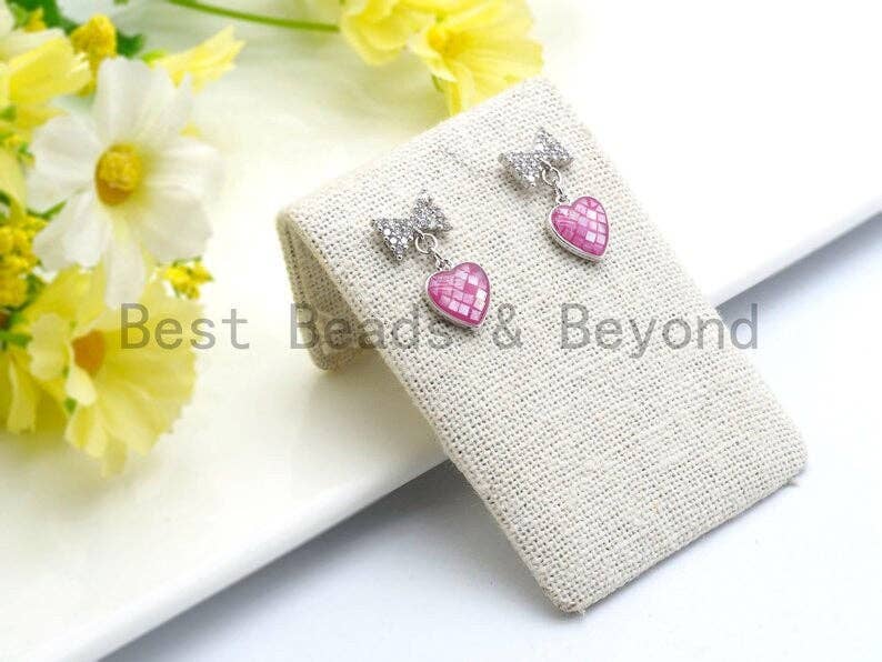 100% Natural HOT PINK Color Heart Shape Pendant in Gold/Silver Finish, Fuchsia pink Shell, pink heart Charm, 10x12mm,SKU#Z315