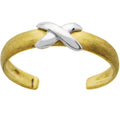 Solid 14k Yellow White Gold X Toe Ring