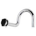 Solid 14K White Gold 2mm Black Cubic Zirconia Nose Screw Ring