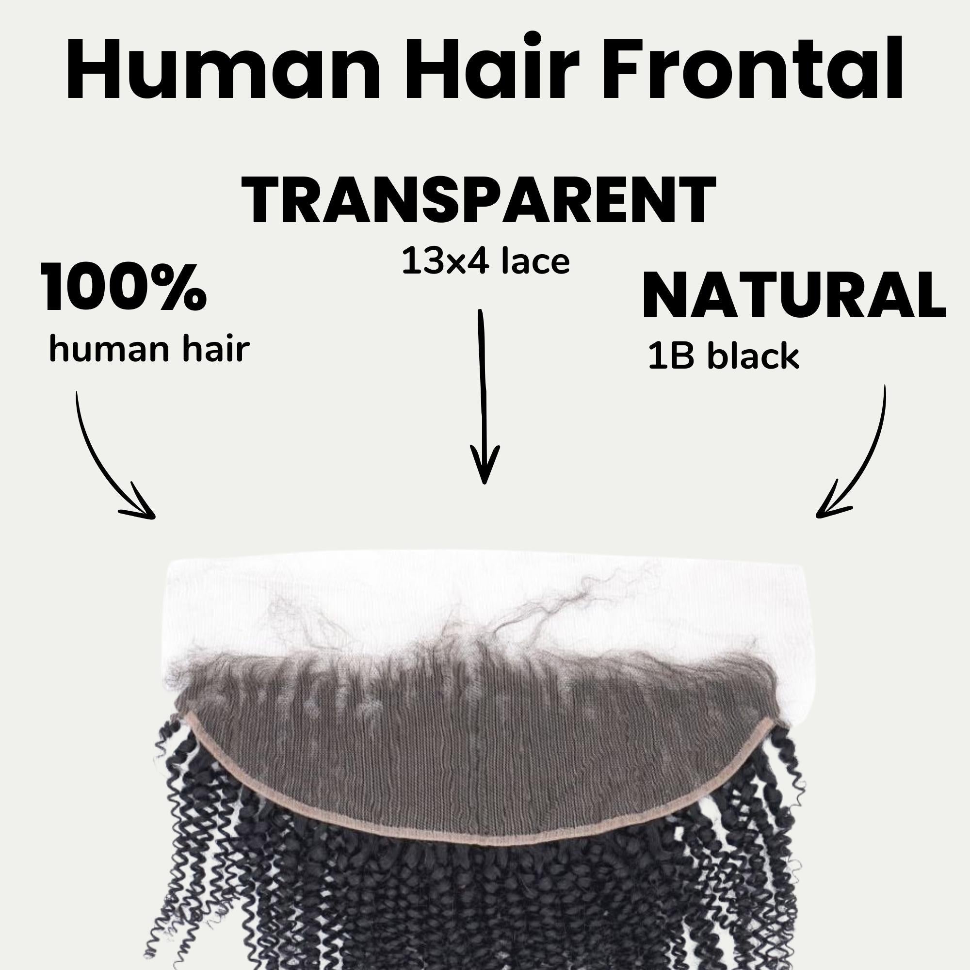 Afro Kinky Curly 13x4 Transparent Lace Human Hair Frontal