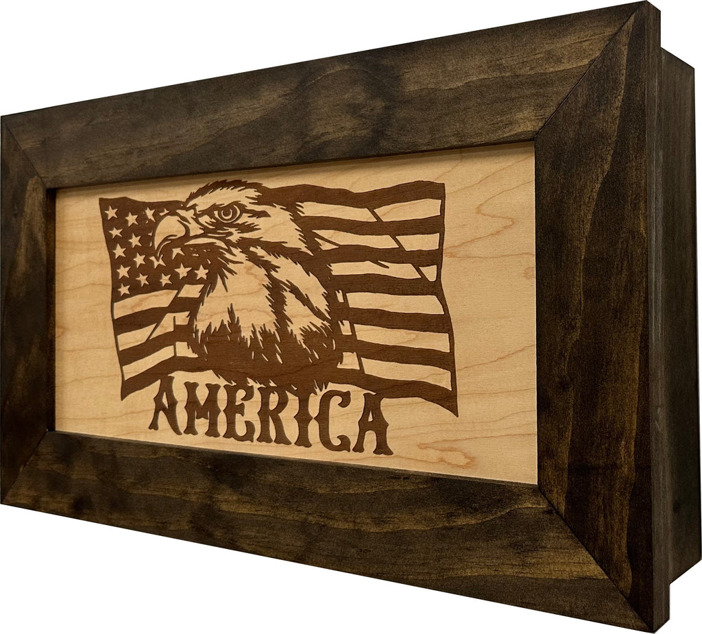 American Flag with Patriotic Eagle Hidden Gun Storage Concealed Furniture