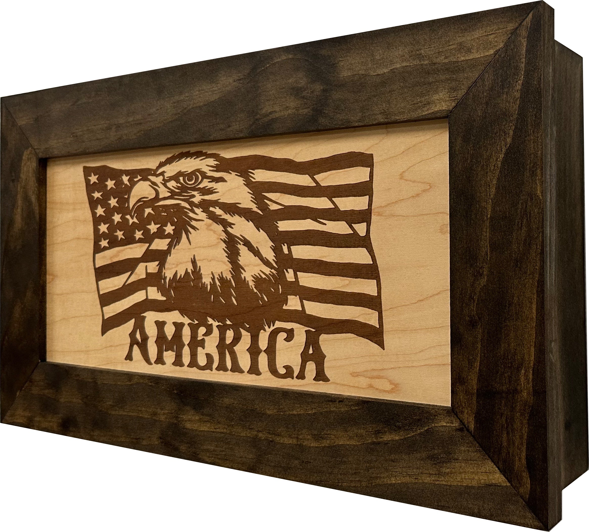 American Flag with Patriotic Eagle Hidden Gun Storage Concealed Furniture