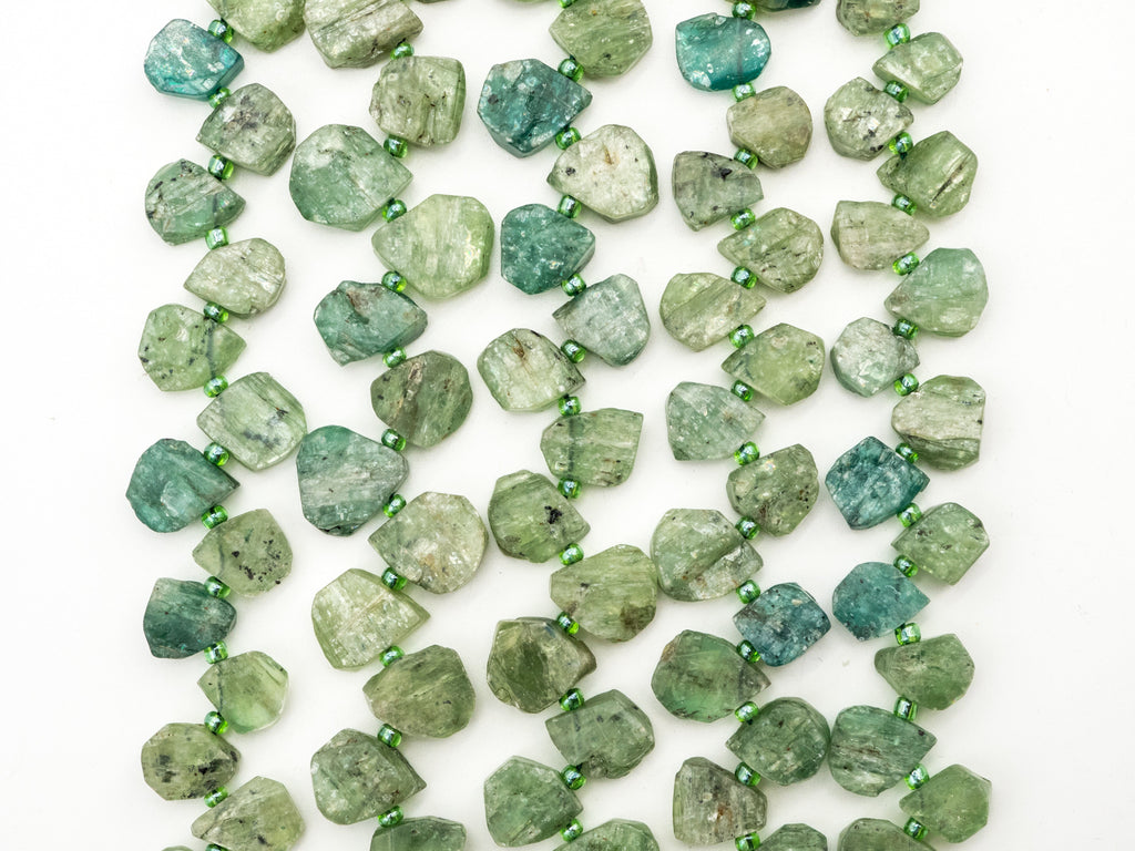 Quality Natural Kyanite beads, 11-14mm Teardrop Natural Green Gemstone Beads, 15.5 inch strand, SKU#U158