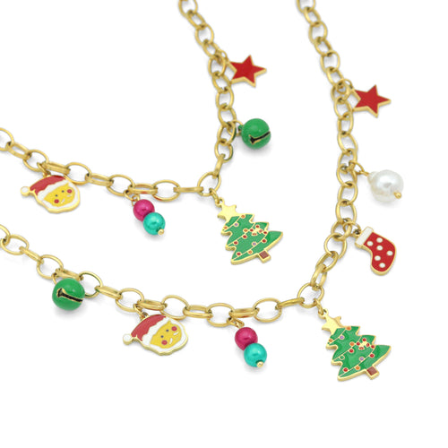 Colorful Enamel Christmas Pendant Link Chain necklace Bracelet Earring, Sku#BXG25